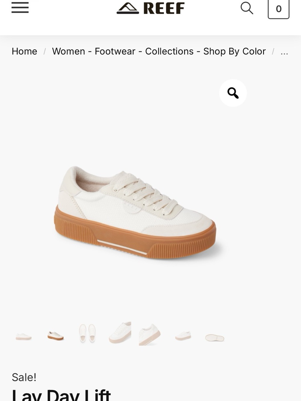 Reef Lay Day Lift Women's Cream and Gum-Trim Sneaker 9.5